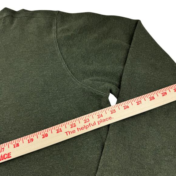 LL Bean Vintage Sweater Green Henley Ribbed Knit Pullover Mens XL Tall - Picture 4 of 6